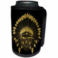 3dRose Anne Marie Baugh - Skulls - Gold and Black Tribal Skull - Can Cooler Bottle Wrap (cc_252858)