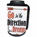 3dRose Anne Marie Baugh - Quotes - Orange Watercolor Go In The Direction Of Your Dreams With Arrows - Can Cooler Bottle Wrap (cc_252867)