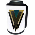 3dRose Anne Marie Baugh - Art Deco - Gold, Black, and Blue Green Art Deco Triangle Design - Can Cooler Bottle Wrap (cc_252869)