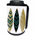 3dRose Anne Marie Baugh - Art Deco - Three Gold and Blue Green Art Deco Feathers - Can Cooler Bottle Wrap (cc_252872)