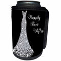 3dRose Anne Marie Baugh - Quotes - Image of Sparkle White Wedding Gown with Happily Ever After Text - Can Cooler Bottle Wrap (cc_252876)