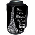3dRose Anne Marie Baugh - Quotes - Image of White Sparkle Gown with You Are A Diamond My Dear text - Can Cooler Bottle Wrap (cc_252878)