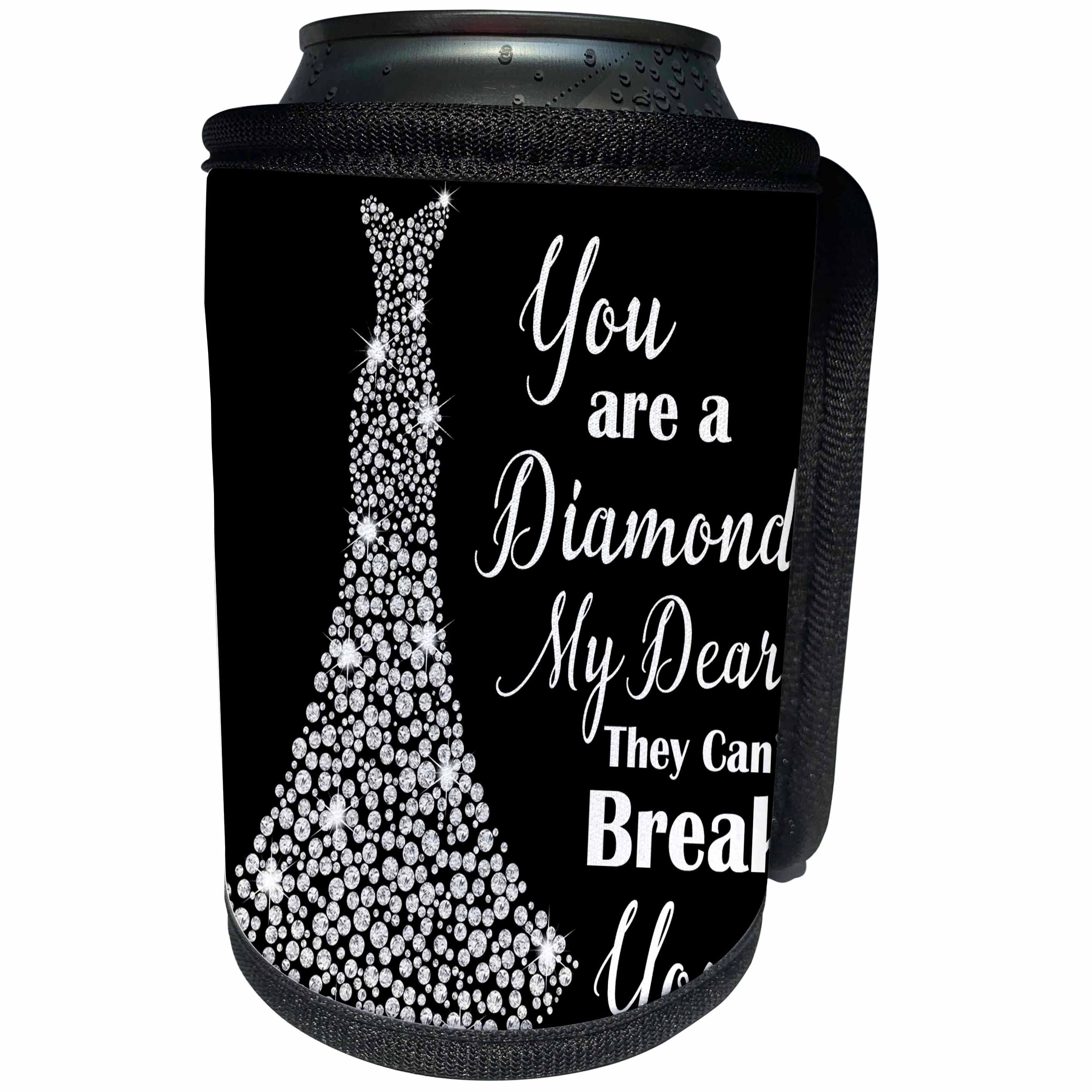3dRose Anne Marie Baugh - Quotes - Image of White Sparkle Gown with You Are A Diamond My Dear text - Can Cooler Bottle Wrap (cc_252878)