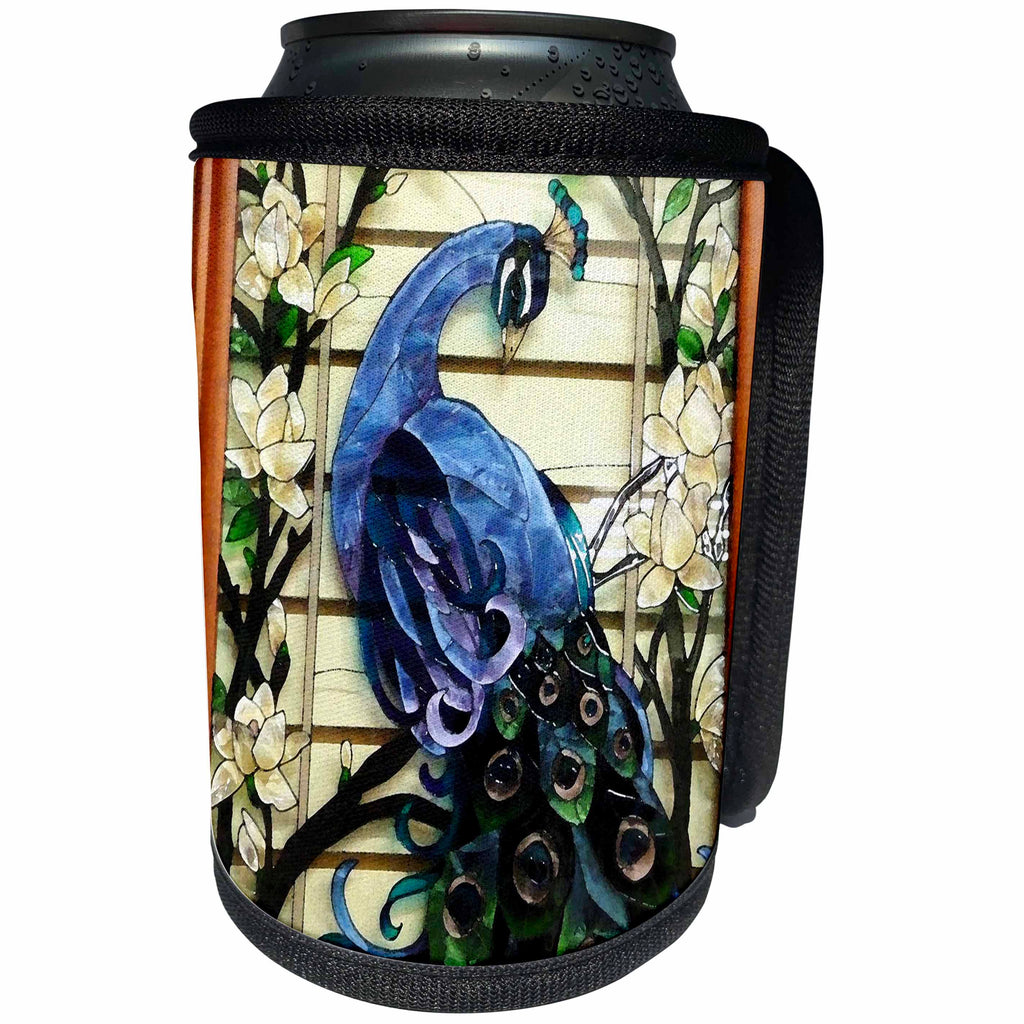 3dRose Florene Decorative - Peacock Proud - Can Cooler Bottle Wrap (cc_25288)