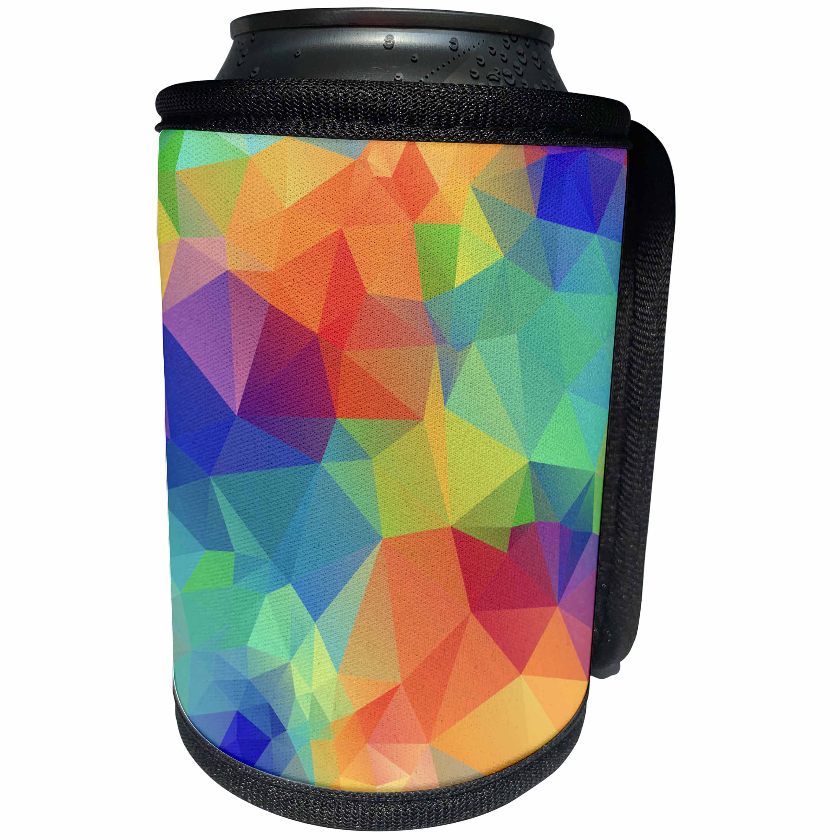 3dRose Anne Marie Baugh - Polygon - Multi-Colored Polygon Pattern - Can Cooler Bottle Wrap (cc_252883)