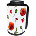 3dRose Anne Marie Baugh - Watercolor - Pretty Watercolor Red Poppy Flowers and Leaves Pattern - Can Cooler Bottle Wrap (cc_252886)