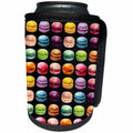 3dRose Anne Marie Baugh - Watercolor - Cute French Macaroon Cookies Pattern On A Black Background - Can Cooler Bottle Wrap (cc_252890)