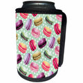 3dRose Anne Marie Baugh - Watercolor - Cute and Colorful French Macaroon Cookies On A Dotted Background - Can Cooler Bottle Wrap (cc_252901)