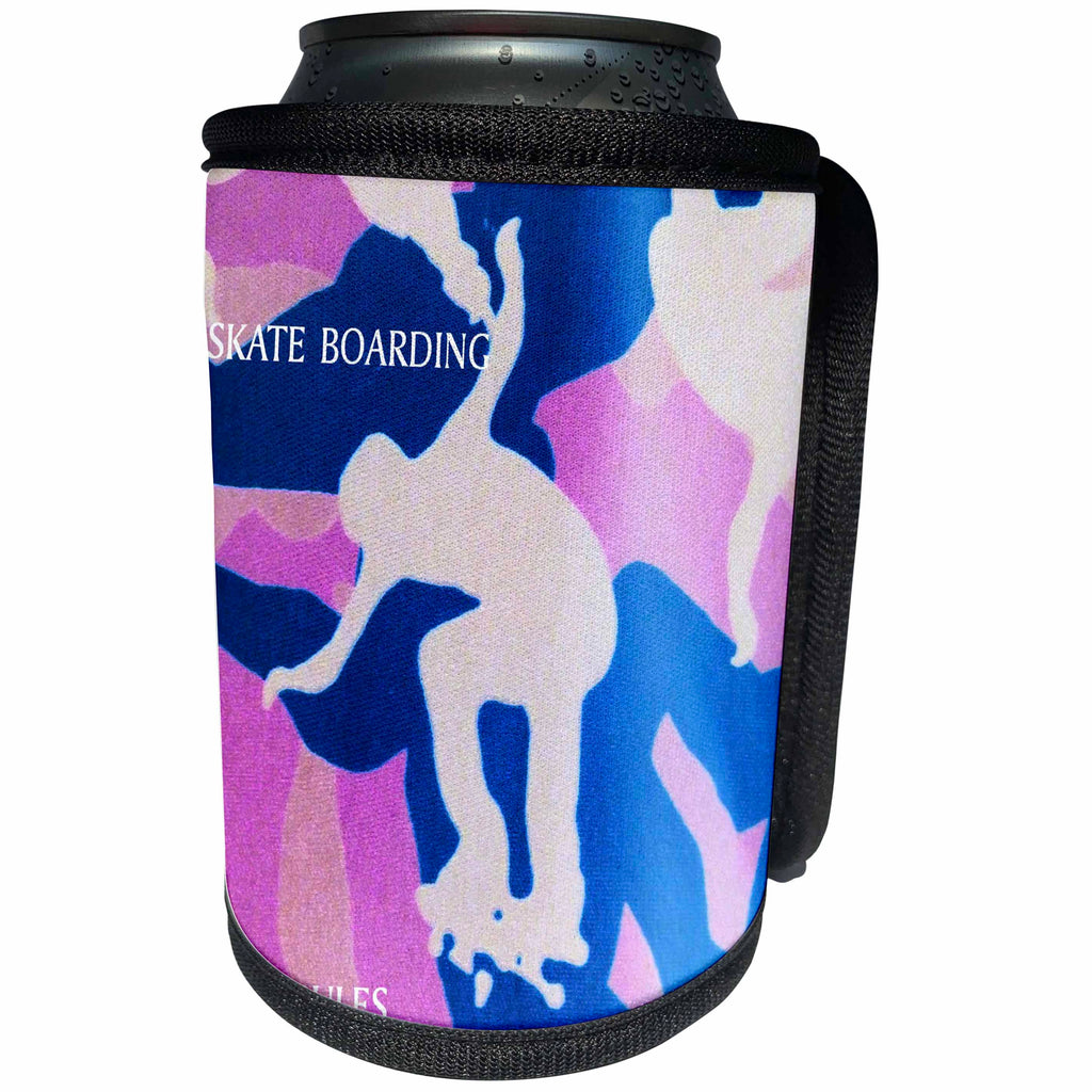 3dRose Florene Childrens Art - Skate Board Fun - Can Cooler Bottle Wrap (cc_25291)