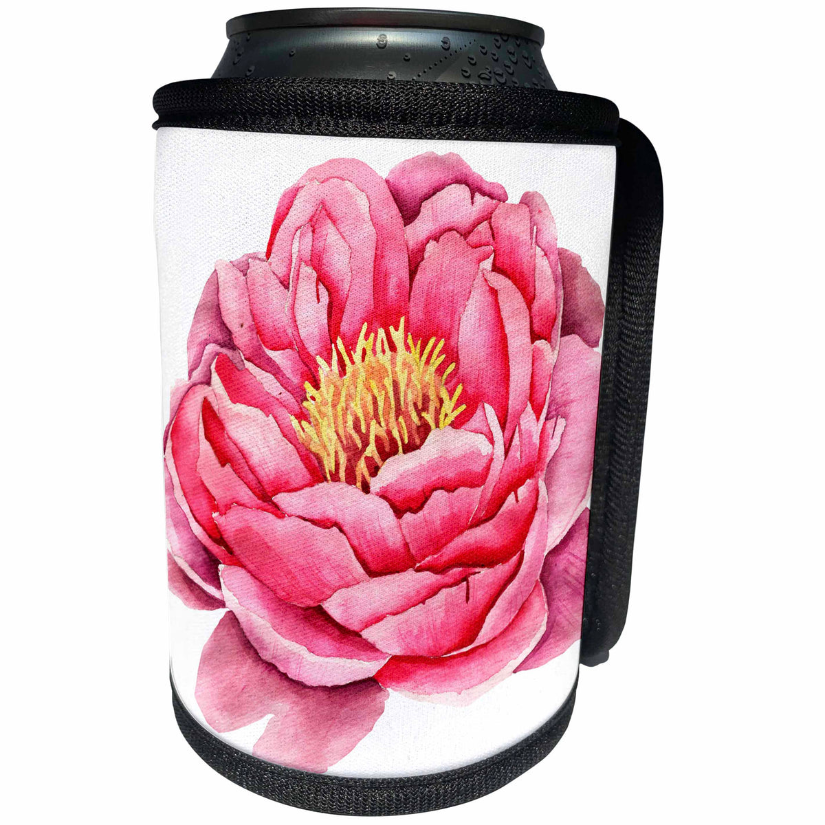 3dRose Anne Marie Baugh - Watercolor - Pretty Watercolor Pink Peony Flower Bloom - Can Cooler Bottle Wrap (cc_252915)