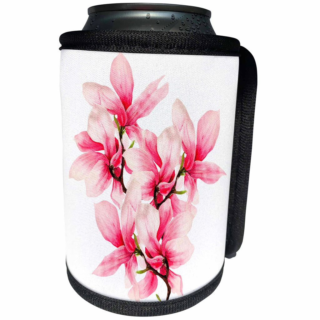 3dRose Anne Marie Baugh - Watercolor - Pretty Watercolor Magnolia Flowers - Can Cooler Bottle Wrap (cc_252916)