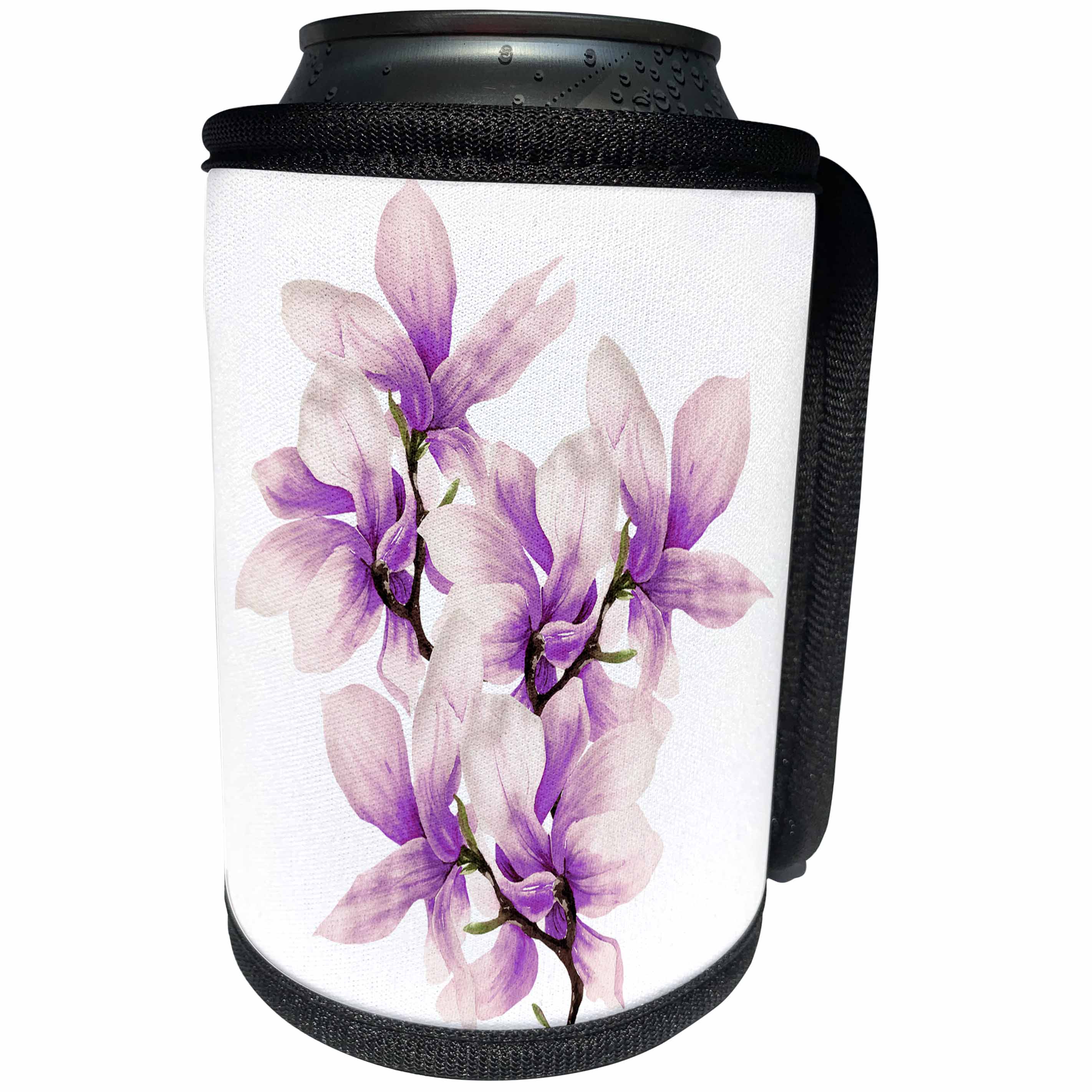3dRose Anne Marie Baugh - Watercolor - Pretty Watercolor Purple Magnolia Flower - Can Cooler Bottle Wrap (cc_252921)
