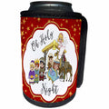 3dRose Anne Marie Baugh - Christmas - Oh Holy Night With A Cute Nativity On A Gold and Red Star Background - Can Cooler Bottle Wrap (cc_252942)