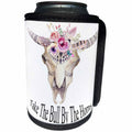 3dRose Anne Marie Baugh - Quotes - Watercolor Floral Antler With Take The Bull By The Horns - Can Cooler Bottle Wrap (cc_252946)