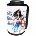 3dRose Anne Marie Baugh - Quotes - Cute Sailing Girl With Lets Sail Away - Can Cooler Bottle Wrap (cc_252947)