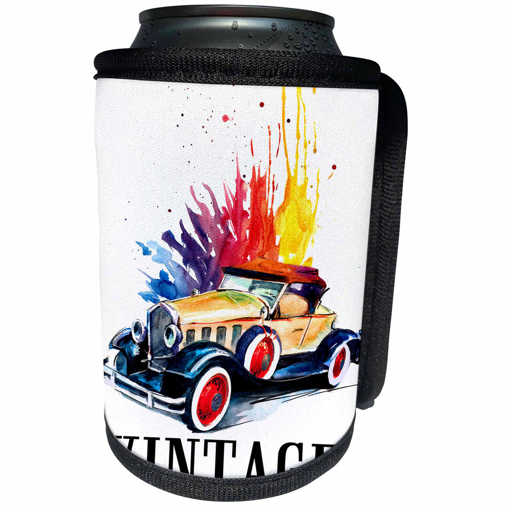 3dRose Anne Marie Baugh - Cars - Vintage Car Abstract - Can Cooler Bottle Wrap (cc_252952)