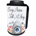3dRose Anne Marie Baugh - Quotes - Every Picture Tells A Story With A Watercolor Floral Camera - Can Cooler Bottle Wrap (cc_252969)