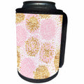 3dRose Anne Marie Baugh - Flowers - Pretty Mum Flowers Patter In Pink and Gold - Can Cooler Bottle Wrap (cc_252970)