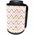 3dRose Anne Marie Baugh - Chevron Stripes - Pretty Gold and Pink Chevron Stripes Pattern - Can Cooler Bottle Wrap (cc_252971)