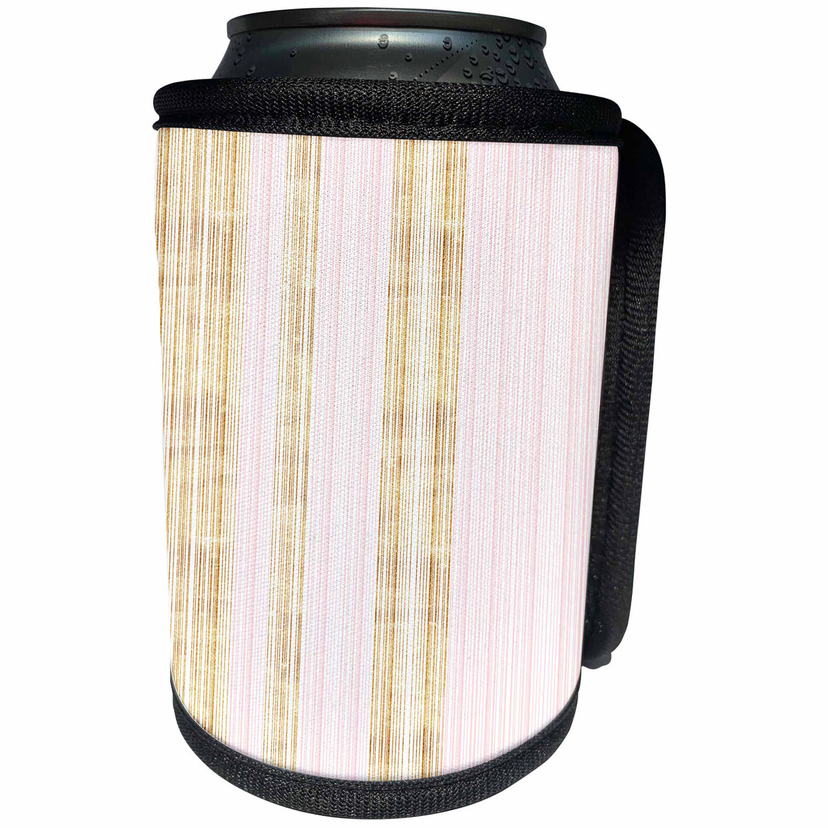 3dRose Anne Marie Baugh - Patterns - Chic Pink and Gold Thin Stripes Pattern - Can Cooler Bottle Wrap (cc_252975)