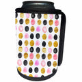 3dRose Anne Marie Baugh - Patterns - Pink, Gold, and Black Watercolor Hand Painted Circle Dots - Can Cooler Bottle Wrap (cc_252980)