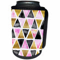 3dRose Anne Marie Baugh - Patterns - Pink, Gold, and Black Watercolor Hand Painted Triangle Pattern - Can Cooler Bottle Wrap (cc_252981)