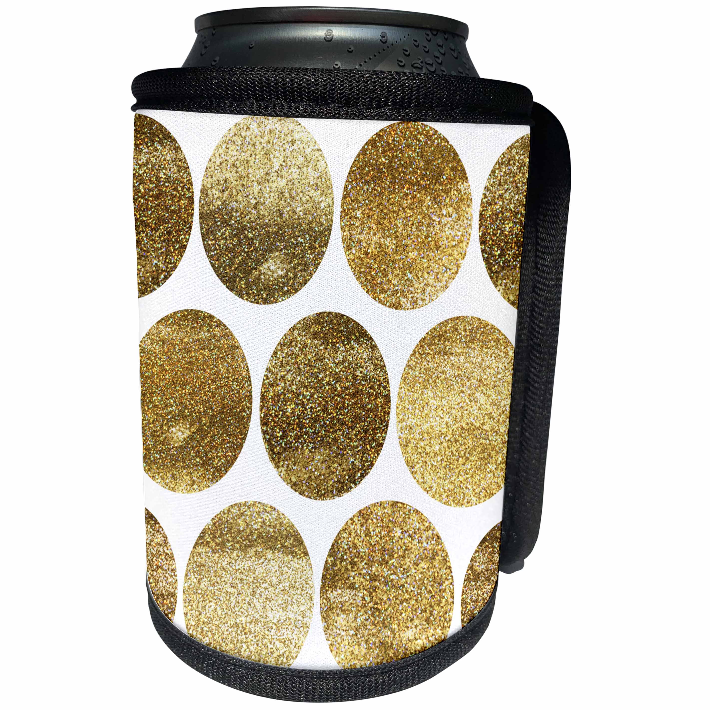 3dRose Anne Marie Baugh - Patterns - Gold Circles Pattern - Can Cooler Bottle Wrap (cc_252982)