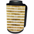 3dRose Anne Marie Baugh - Patterns - Gold Horizontal Stripes Pattern - Can Cooler Bottle Wrap (cc_252983)