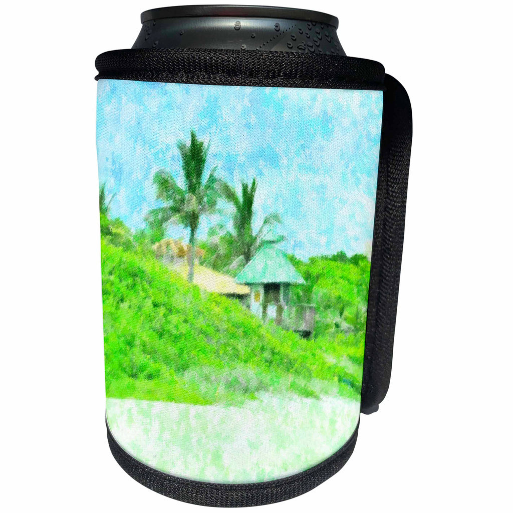 3dRose Florene Tropical Landscape - Tropic Beach Impressions - Can Cooler Bottle Wrap (cc_25299)