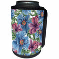 3dRose Anne Marie Baugh - Patterns - Pretty Deep Blue and Purple Flowers Pattern - Can Cooler Bottle Wrap (cc_252991)