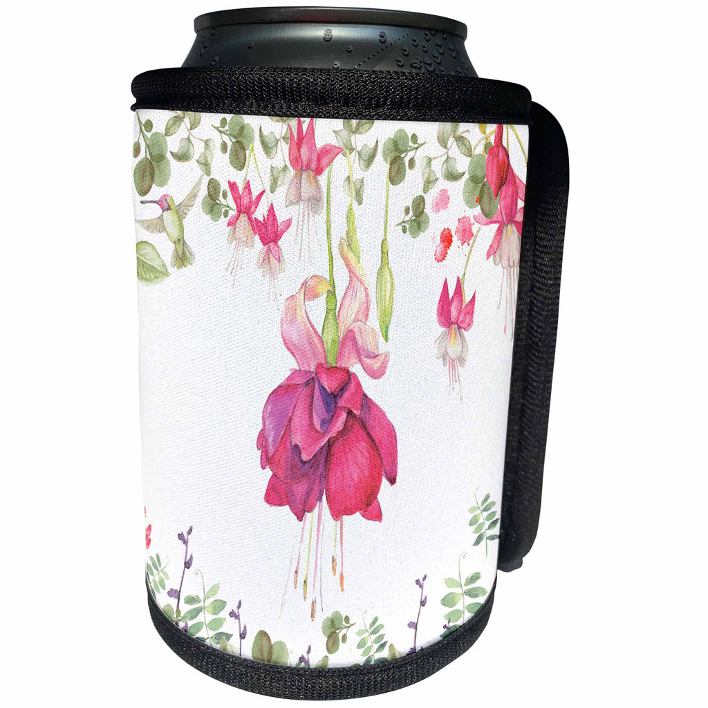 3dRose Anne Marie Baugh - Flowers - Pretty Pink Bleeding Hearts Watercolor Flower - Can Cooler Bottle Wrap (cc_252993)