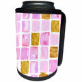 3dRose Anne Marie Baugh - Patterns - Chic Pink and Gold Watercolor Squares Pattern - Can Cooler Bottle Wrap (cc_252994)