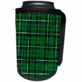 3dRose Anne Marie Baugh - Patterns - Green, Black, and White Plaid Pattern - Can Cooler Bottle Wrap (cc_253001)