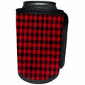 3dRose Anne Marie Baugh - Patterns - Red and Black Plaid Checks Pattern - Can Cooler Bottle Wrap (cc_253002)