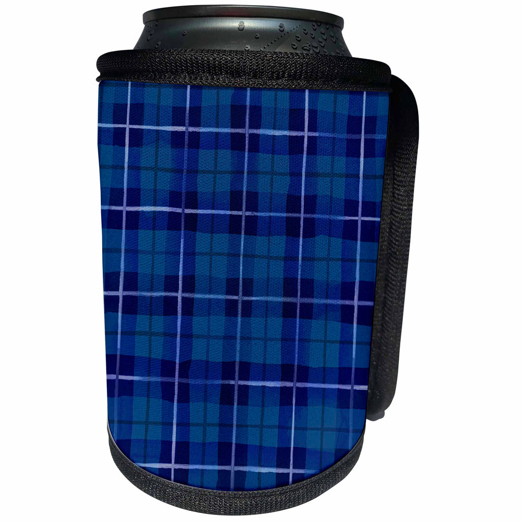 3dRose Anne Marie Baugh - Patterns - Blue and White Plaid Pattern - Can Cooler Bottle Wrap (cc_253003)
