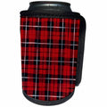 3dRose Anne Marie Baugh - Patterns - Red, Black, and White Plaid Pattern - Can Cooler Bottle Wrap (cc_253004)