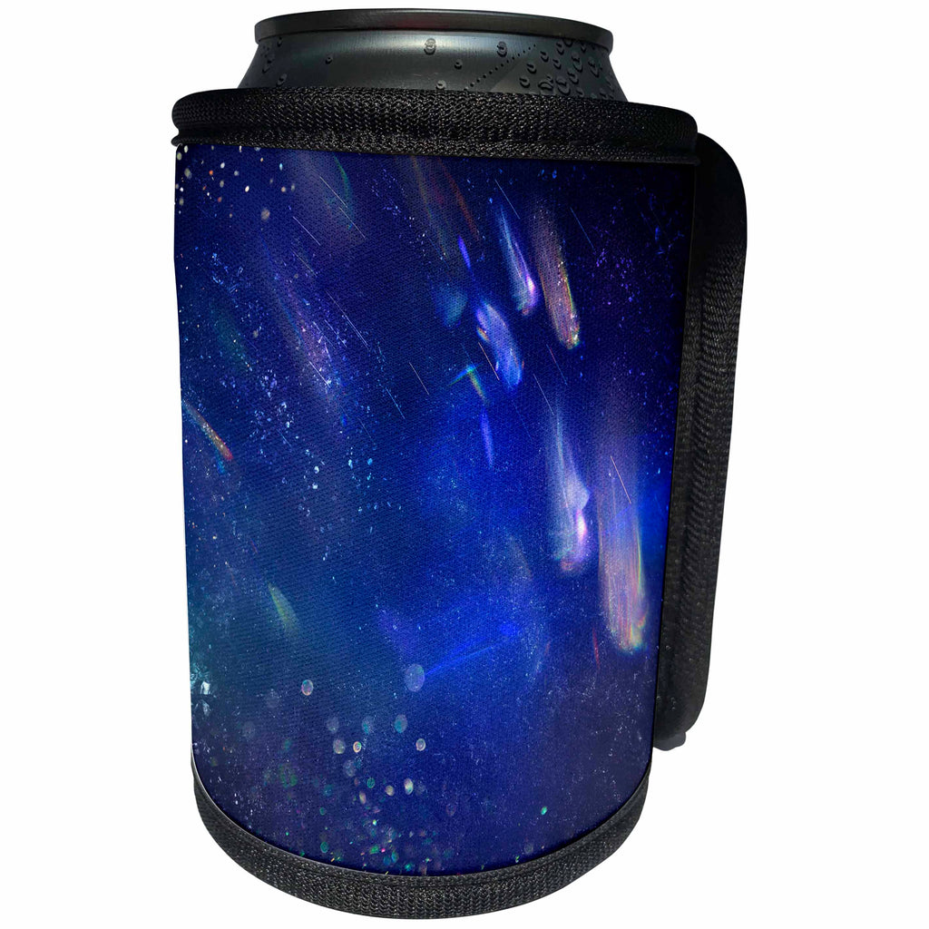 3dRose Anne Marie Baugh -Galaxy - Falling Stars Bright Blue Sparkle Galaxy Design - Can Cooler Bottle Wrap (cc_253006)