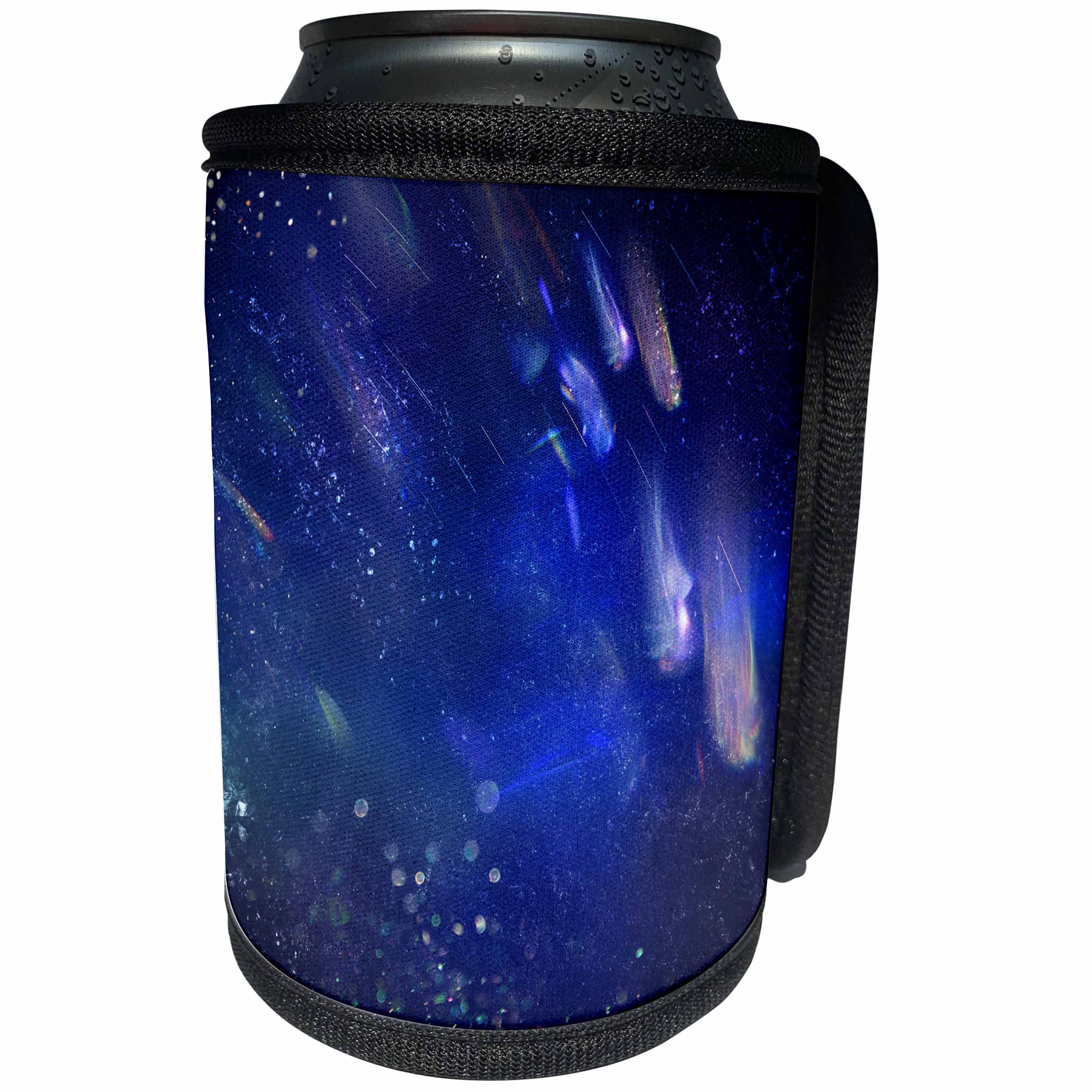 3dRose Anne Marie Baugh -Galaxy - Falling Stars Bright Blue Sparkle Galaxy Design - Can Cooler Bottle Wrap (cc_253006)