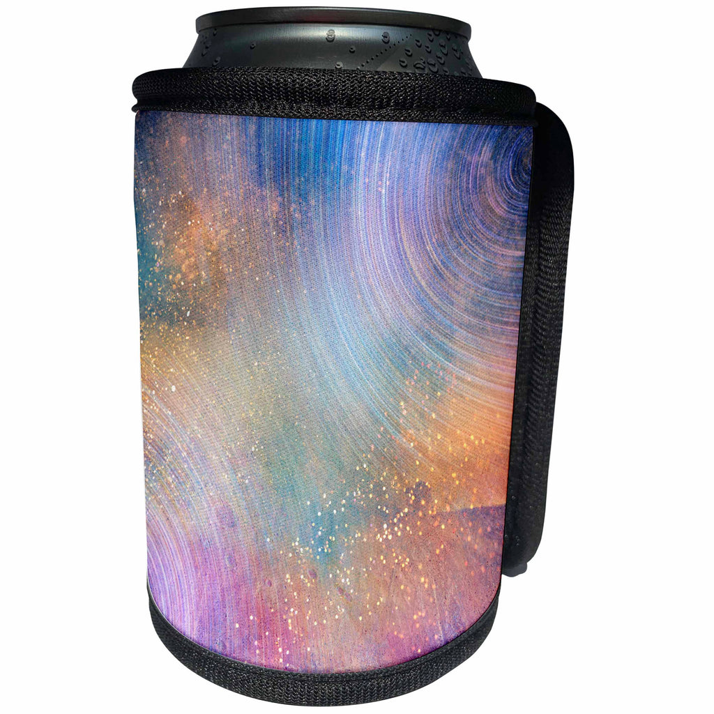 3dRose Anne Marie Baugh - Galaxy - Pink, Blue, Purple, and Gold Sparkle Galaxy Design - Can Cooler Bottle Wrap (cc_253007)
