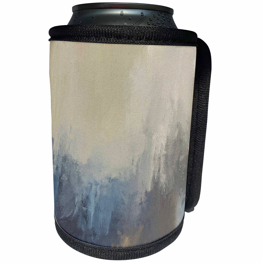 3dRose Anne Marie Baugh - Abstract - Blue and Beige Smudge Abstract - Can Cooler Bottle Wrap (cc_253011)