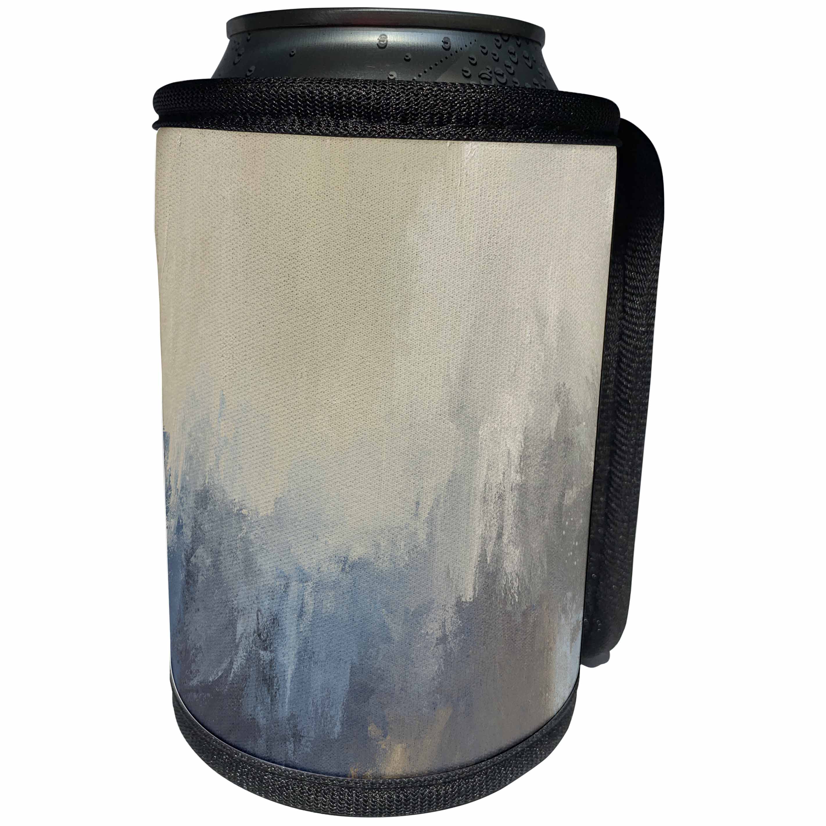 3dRose Anne Marie Baugh - Abstract - Blue and Beige Smudge Abstract - Can Cooler Bottle Wrap (cc_253011)