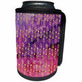 3dRose Anne Marie Baugh - Patterns - Gold Tribal Feathers Pattern On Pink and Purple Watercolor - Can Cooler Bottle Wrap (cc_253015)