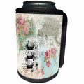 3dRose Anne Marie Baugh - Collage - Floral and Crowns Pink, Blue and White Writing Collage - Can Cooler Bottle Wrap (cc_253016)