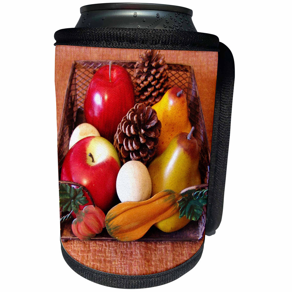 3dRose Florene Decorative - Fall Fruit Basket - Can Cooler Bottle Wrap (cc_25302)