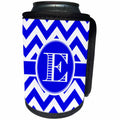 3dRose BrooklynMeme Designs - Blue and white chevron monogram white initial E - Can Cooler Bottle Wrap (cc_253026)