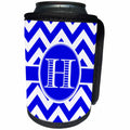 3dRose BrooklynMeme Designs - Blue and white chevron monogram white initial H - Can Cooler Bottle Wrap (cc_253029)