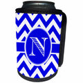 3dRose BrooklynMeme Designs - Blue and white chevron monogram white initial N - Can Cooler Bottle Wrap (cc_253035)