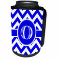 3dRose BrooklynMeme Designs - Blue and white chevron monogram white initial O - Can Cooler Bottle Wrap (cc_253036)
