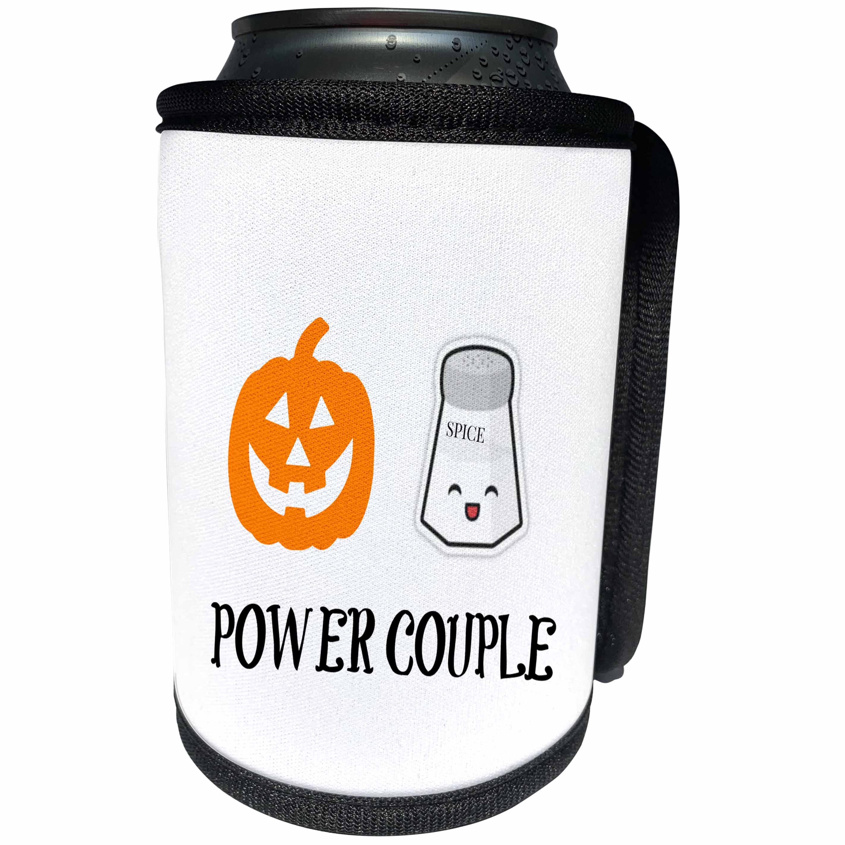 3dRose BrooklynMeme Funny Sayings - Pumpkin Spice power couple - Can Cooler Bottle Wrap (cc_253052)