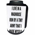 3dRose BrooklynMeme Funny Sayings - I live in a madhouse - Can Cooler Bottle Wrap (cc_253060)